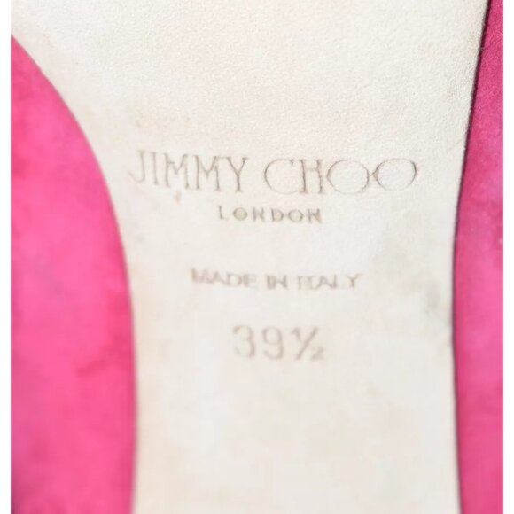 $750 JIMMY CHOO BAKER 100 PUMP SUEDE RASPBERRY RED PVC 39.5 (SE18) SEXY - Picture 9 of 9
